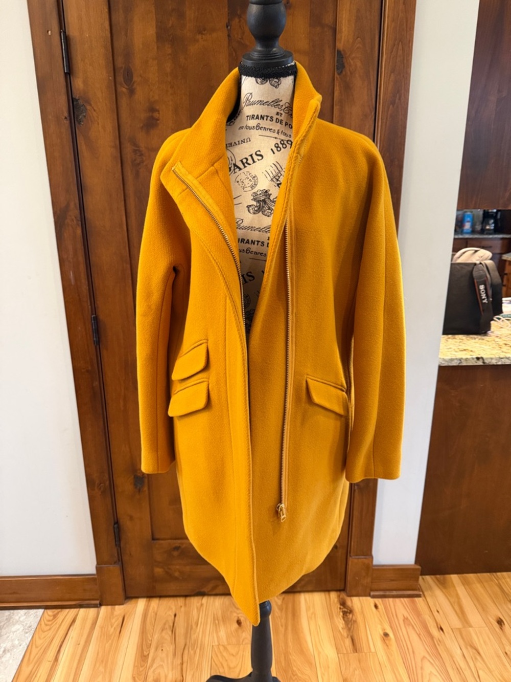 J.Crew Nello Gori Italian Stadium Coat Mustard Yellow Size 6 - Picture 3 of 7